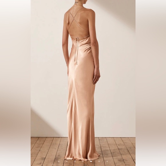 Shona Joy La Lune Lace Back Maxi Dress - Rose Gold - Picture 3 of 7